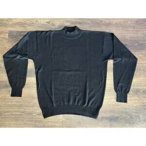 Vintage Va Bene Sweater Men SZ M Black Silk Cotton Blend Mock Neck Layer Classic